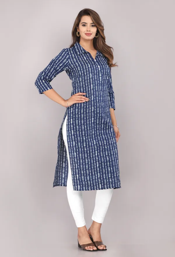 Indigo_Striped_Printed_Pure_Cotton_Straight_Kurta