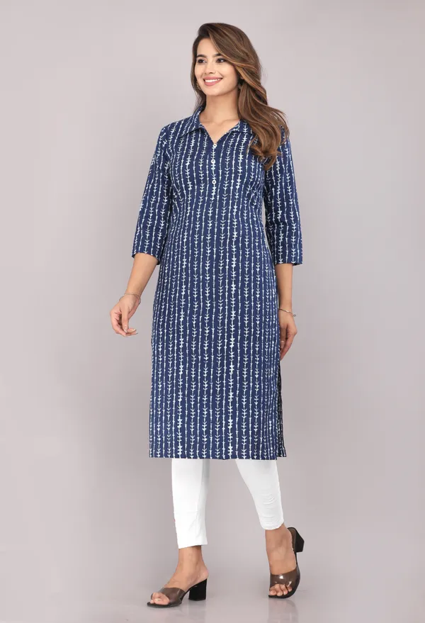 Indigo_Striped_Printed_Pure_Cotton_Straight_Kurta