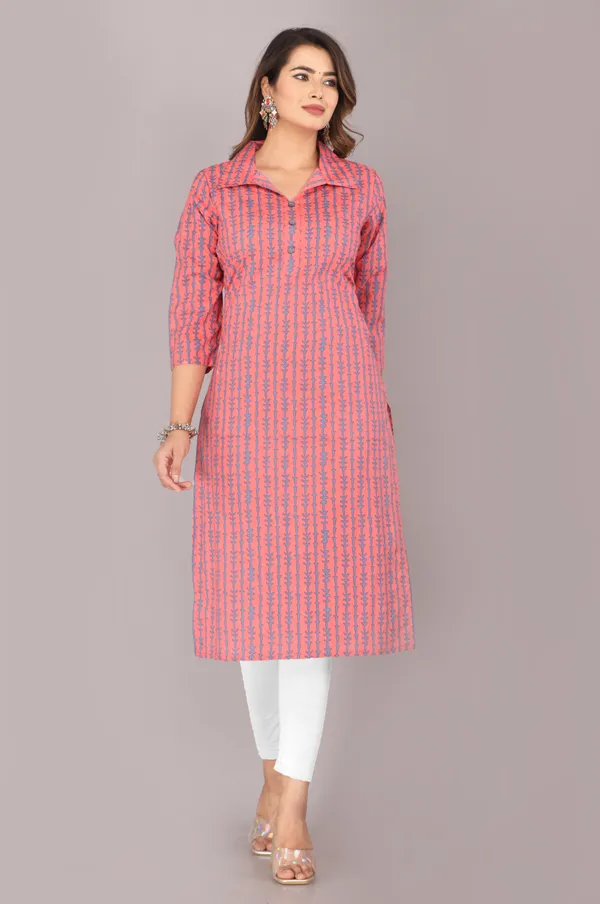 Pink_Striped_Printed_Pure_Cotton_Straight_Kurta