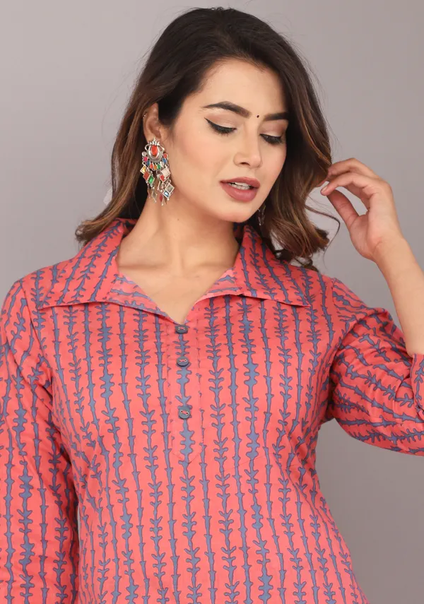 Pink_Striped_Printed_Pure_Cotton_Straight_Kurta
