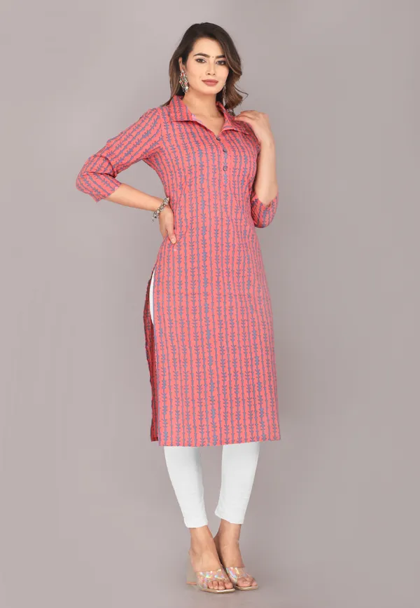 Pink_Striped_Printed_Pure_Cotton_Straight_Kurta