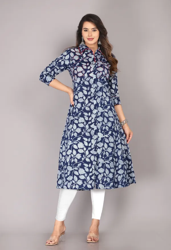 Blue_Floral_Print_Pure_Cotton_Embroidered_Kurta