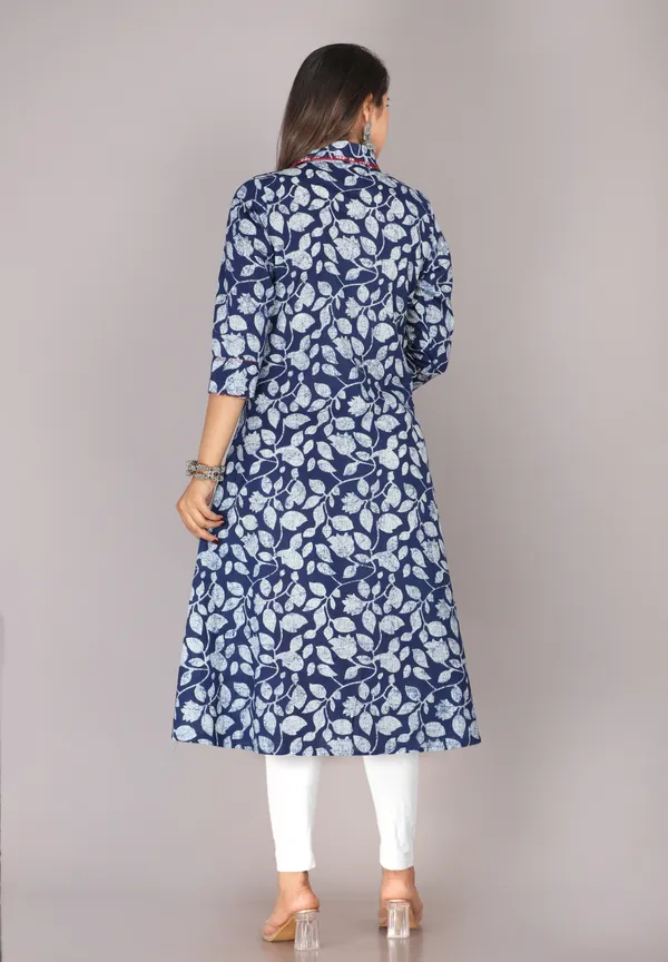 Blue_Floral_Print_Pure_Cotton_Embroidered_Kurta