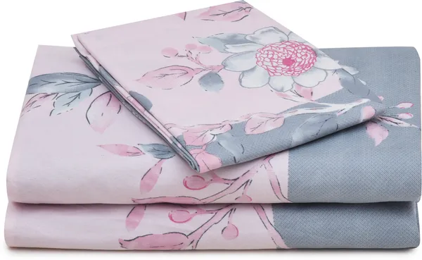Grey_&_Pink_Microfiber_Cotton_Single_Bedsheet_with_Pillow_Cover