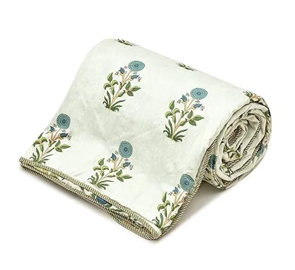 Green_White_Super_Soft_Microfiber_Cotton_Double_Dohar