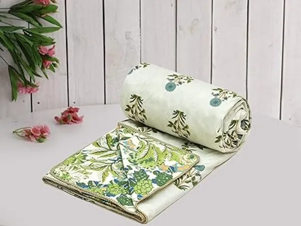 Green_White_Super_Soft_Microfiber_Cotton_Double_Dohar