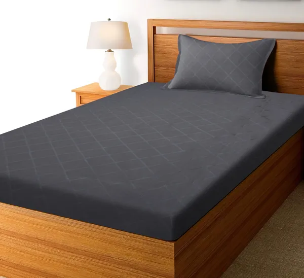 Dark_Grey_Microfiber_Cotton_Single_Bedsheet_with_Pillow_Cover