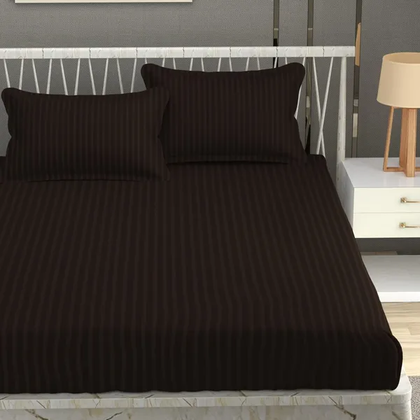 Brown_Microfiber_Cotton_Satin_Striped_Double_Bedsheet