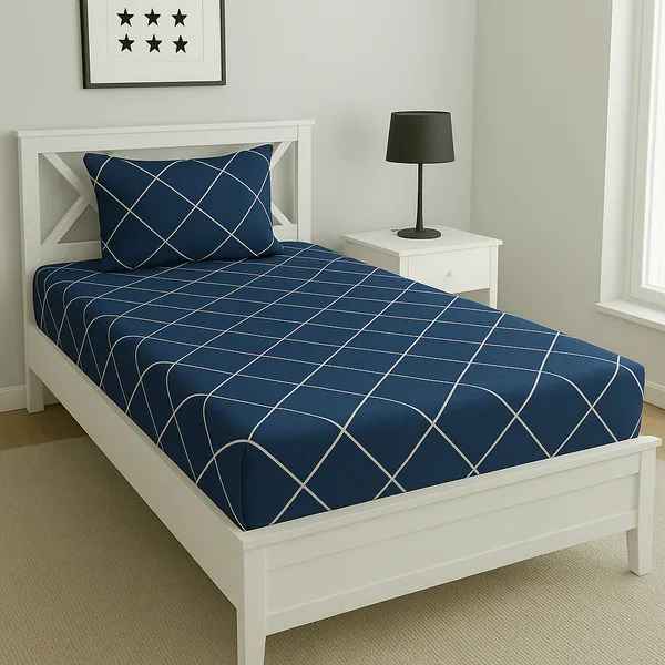 Blue_Microfiber_Cotton_Single_Bedsheet_with_Pillow_Cover