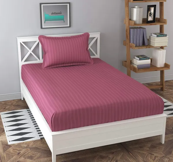 Carrot_Microfiber_Cotton_Satin_Striped_Single_Bedsheet