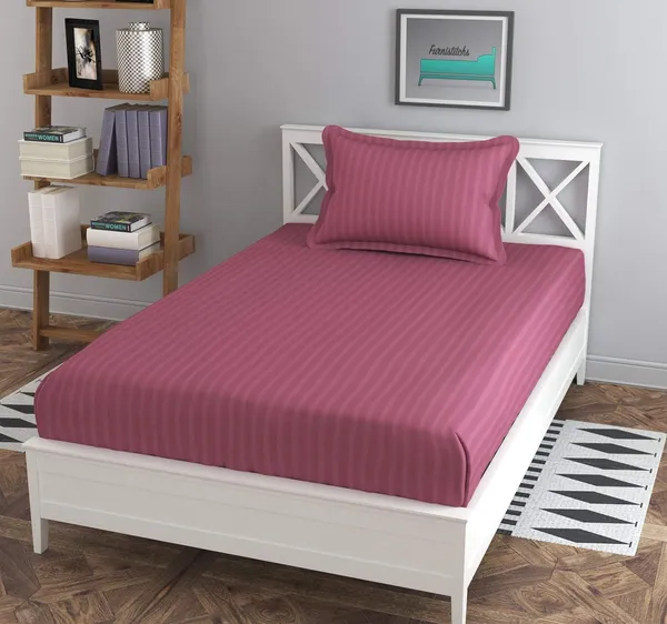 Carrot_Microfiber_Cotton_Satin_Striped_Single_Bedsheet
