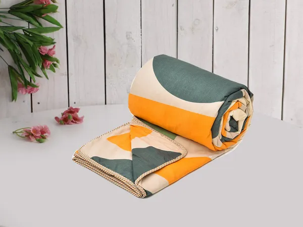 Yellow_&_Beige_Super_Soft_Microfiber_Cotton_Double_Dohar