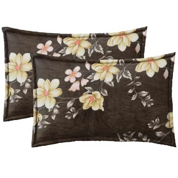 Floral_Brown__Soft,_Warm_&_Comfortable_Woolen_Bedsheet_For_Double_Bed_With_2_Pillow_Cover