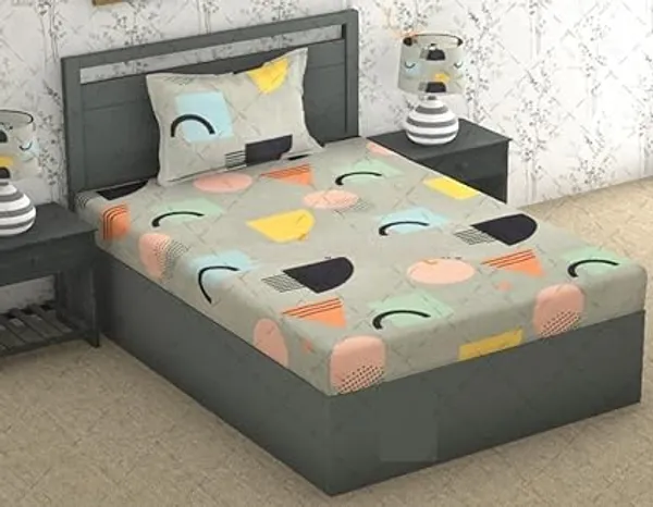 Grey_Microfiber_Cotton_Fitted_Bedsheet_with_1_Pillow