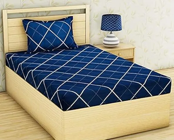 Blue_Microfiber_Cotton_Fitted_Bedsheet_with_1_Pillow