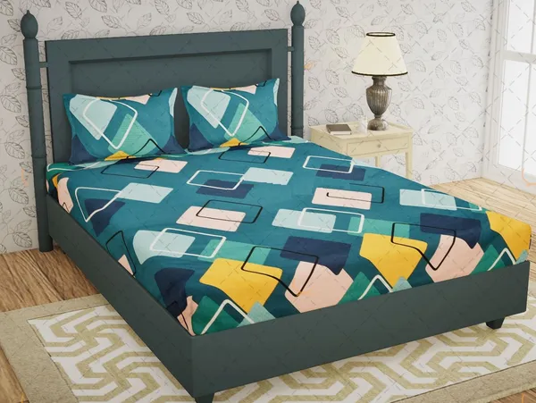 Green_Microfiber_Cotton_Fitted_Bedsheet_with_2_Pillow