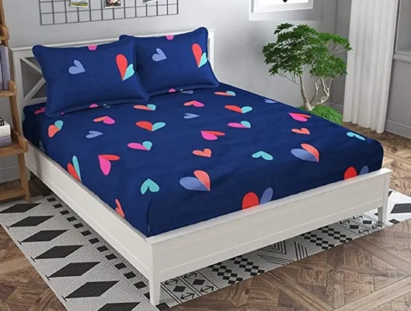 Blue_Microfiber_Cotton_Fitted_Bedsheet_with_2_Pillow