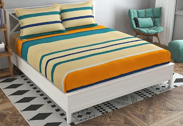Multi_Color_Microfiber_Cotton_Fitted_Bedsheet_with_2_Pillow