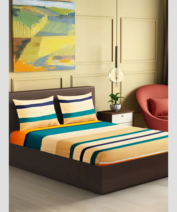 Multi_Color_Microfiber_Cotton_Fitted_Bedsheet_with_2_Pillow