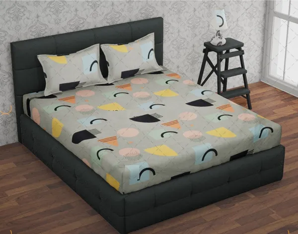 Grey_Microfiber_Cotton_Fitted_Bedsheet_with_2_Pillow