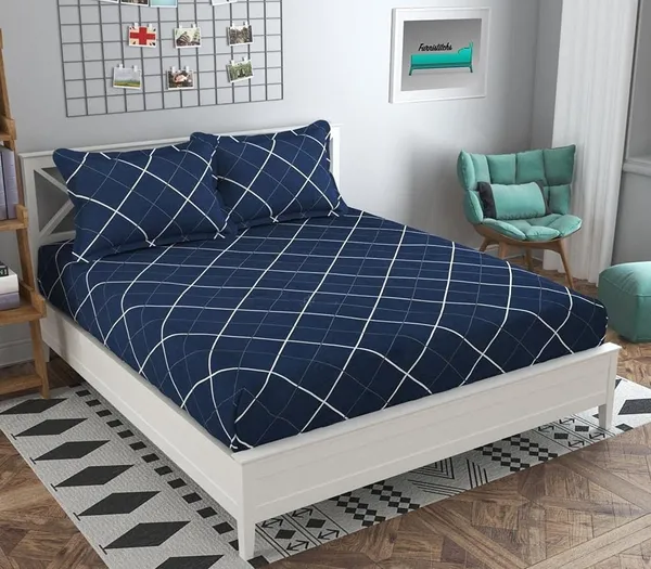 Blue_Microfiber_Cotton_Fitted_Bedsheet_with_2_Pillow