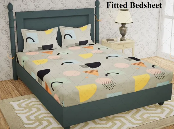 Grey_Microfiber_Cotton_Fitted_Bedsheet_with_2_Pillow