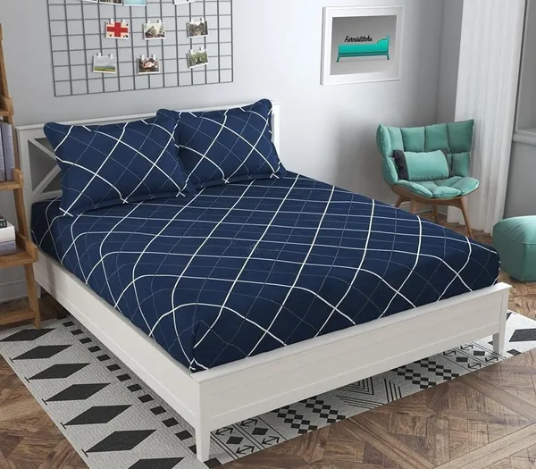 Blue_Microfiber_Cotton_Fitted_Bedsheet_with_2_Pillow