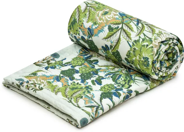 Green_White_Super_Soft_Cotton_Ultra_Sonic_Reversible_Quilted_Double_Comforter