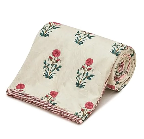 Red_&_Beige_Super_Soft_Microfiber_Cotton_Double_Dohar