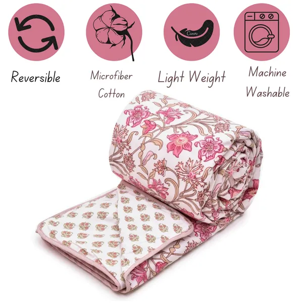 White_&_Pink_Floral_Super_Soft_Microfiber_Cotton_Single_Dohar