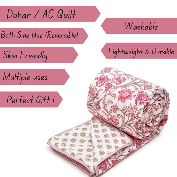 White_&_Pink_Floral_Super_Soft_Microfiber_Cotton_Single_Dohar