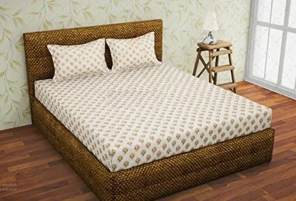 White_Microfiber_Cotton_Double_Bedsheet_With_Pillow_Cover