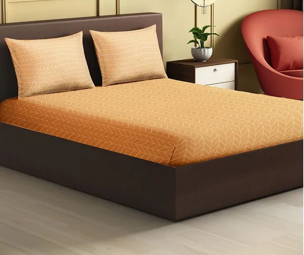 Brown_Microfiber_Cotton_Double_Bedsheet_With_Pillow_Cover