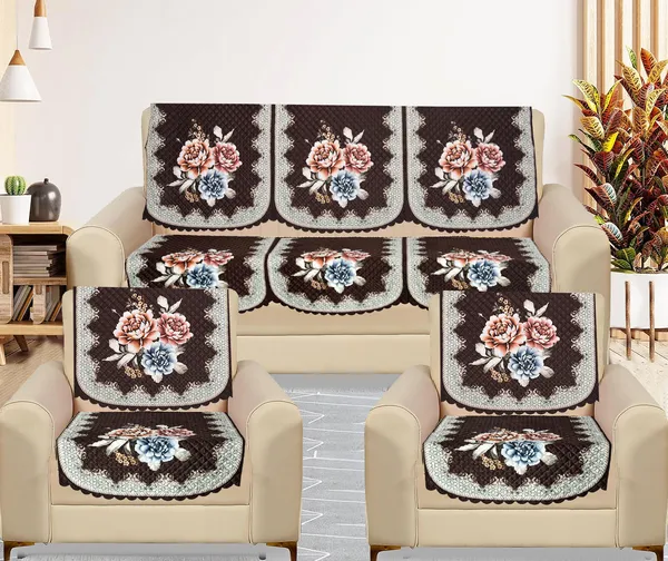 Brown_Velvet_Quilted_Floral_Sofa_Cover_5_Seater