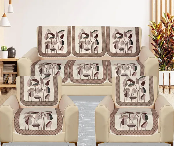 Cream_Velvet_Quilted_Floral_Sofa_Cover_5_Seater