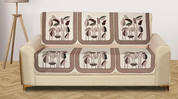 Cream_Velvet_Quilted_Floral_Sofa_Cover_5_Seater
