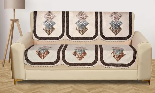 Cream_Velvet_Quilted_Printed_Sofa_Cover_5_Seater