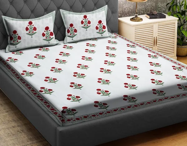 Red_Rajasthani_Hand_Block_Print_Cotton_Double_Bedsheet
