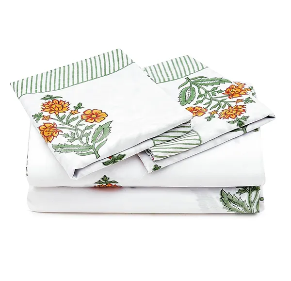 Orange_Rajasthani_Hand_Block_Print_Cotton_Double_Bedsheet