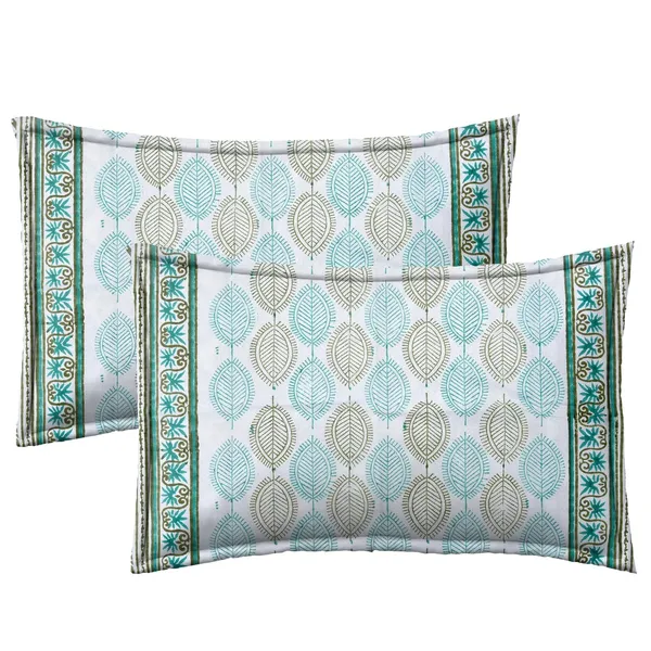 Green_&_Brown_Rajasthani_Hand_Block_Print_Cotton_Double_Bedsheet