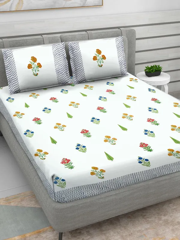 Green_Yellow_Red_Rajasthani_Hand_Block_Print_Cotton_Double_Bedsheet