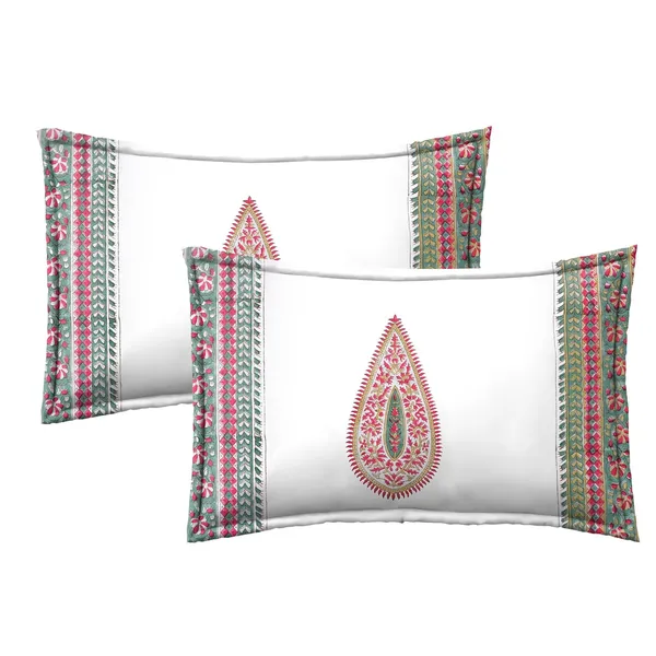 Pink_&_White_Rajasthani_Hand_Block_Print_Cotton_Double_Bedsheet