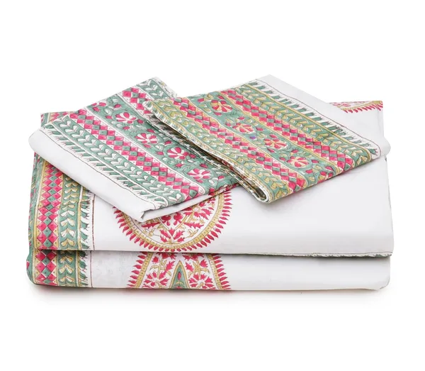 Pink_&_White_Rajasthani_Hand_Block_Print_Cotton_Double_Bedsheet