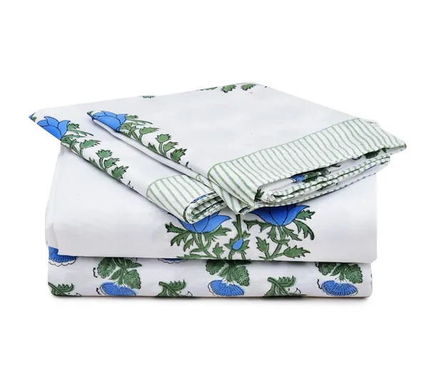 Blue_Rajasthani_Hand_Block_Print_Cotton_Double_Bedsheet