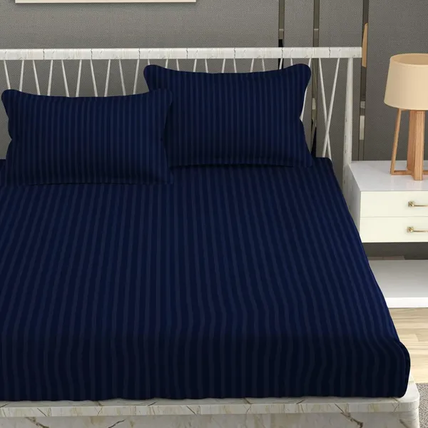 Blue_Microfiber_Cotton_Satin_Striped_Double_Bedsheet