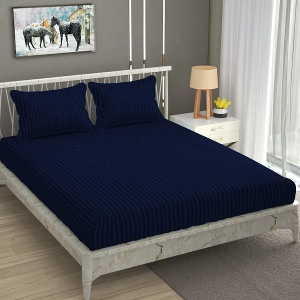 Blue_Microfiber_Cotton_Satin_Striped_Double_Bedsheet