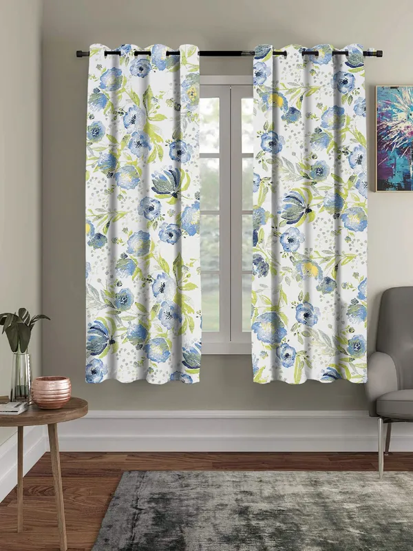 Blue_Super_Soft_Cotton_Floral_Curtain_|5ft