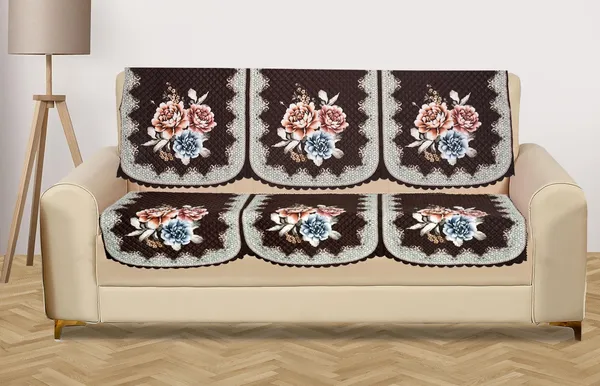 Brown_Velvet_Quilted_Floral_Sofa_Cover_3_Seater