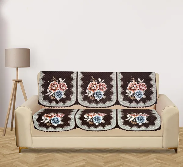Brown_Velvet_Quilted_Floral_Sofa_Cover_3_Seater