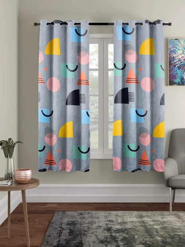 Geometric_Grey_Super_Soft_Brushed_Microfiber_Cotton_Curtain_For_Window